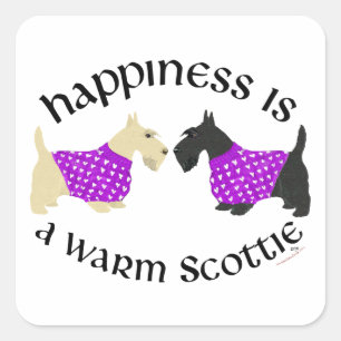 Wheaten & Black Scottie Happiness Square Sticker