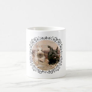 Wheaten & Black Scotties Running Coffee Mug