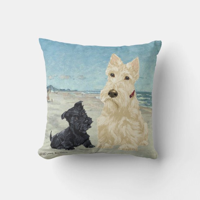 Wheaten & Black Scottish Terrier Pillow (Front)