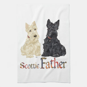 Wheaten & Black Scottish Terriers Father Kitchen Towel