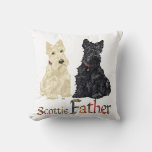 Wheaten & Black Scottish Terriers Father Throw Pillow