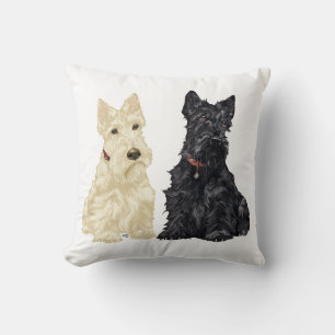 Wheaten & Black Scottish Terriers Throw Pillow