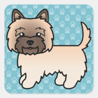 Wheaten Cairn Terrier Cartoon Dog Drawing On Blue