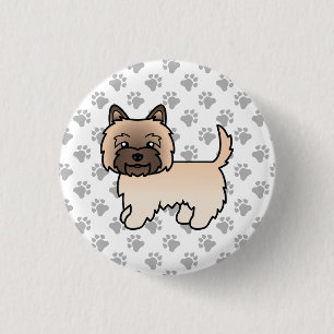 Wheaten Cairn Terrier Dog Cute Illustration Paws 1 Inch Round Button