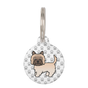 Wheaten Cairn Terrier Dog Drawing & Pet's Info Pet Tag