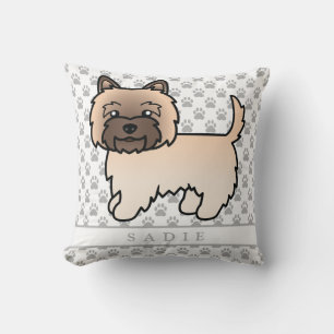 Wheaten Cairn Terrier Dog Illustration & Name Throw Pillow