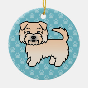 Wheaten Norfolk Terrier Cartoon Dog Artwork Blue Ceramic Ornament