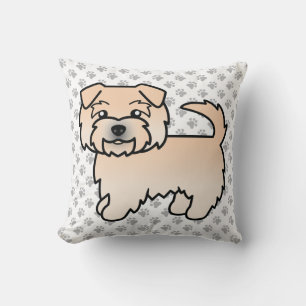 Wheaten Norfolk Terrier Cartoon Dog & Paws Throw Pillow