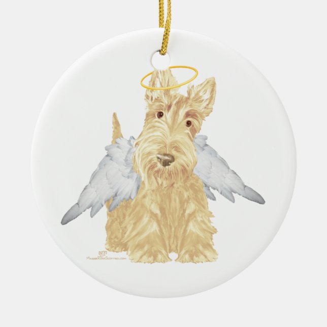 Wheaten Scottie Angel Ceramic Ornament (Front)