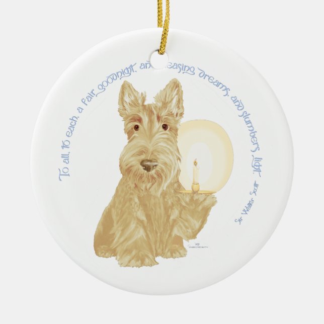 Wheaten Scottie Goodnight Ceramic Ornament (Front)