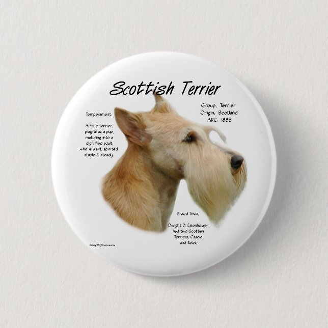 Wheaten Scottie History  2 Inch Round Button (Front)