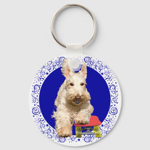 Wheaten Scottie on a Skateboard Keychain