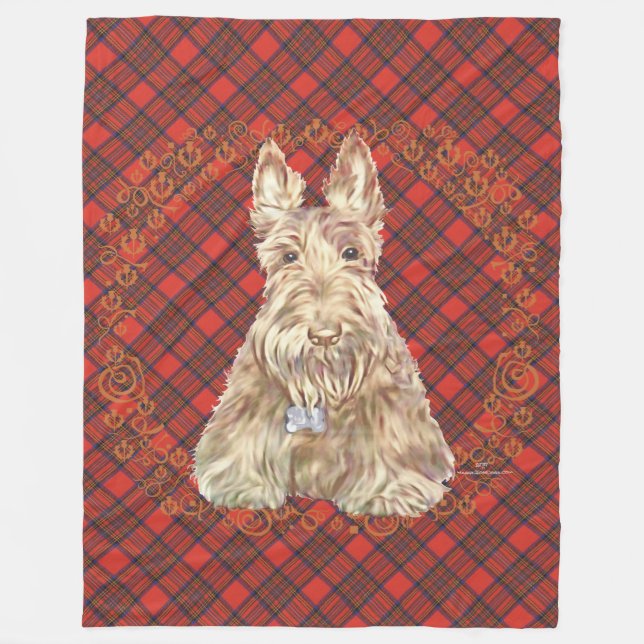 Wheaten Scottie Tartan Fleece Blanket (Front)