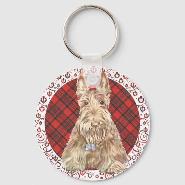 Wheaten Scottie Tartan Keychain (Front)