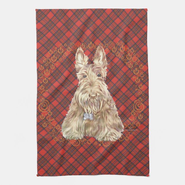 Wheaten Scottie Tartan Kitchen Towel (Vertical)
