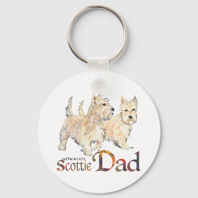 Wheaten Scotties Celebrate Father's Day Keychain (Front)