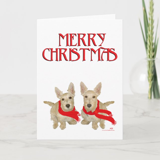Wheaten Scottish Terrier Chirstmas Holiday Card (Front)
