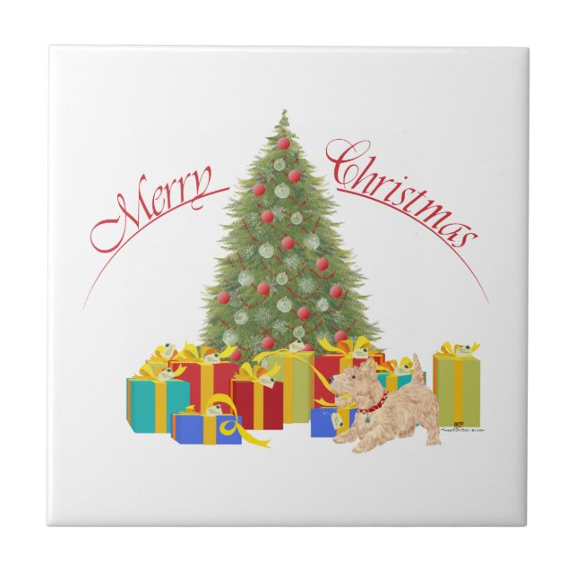 Wheaten Scottish Terrier Christmas Tile (Front)