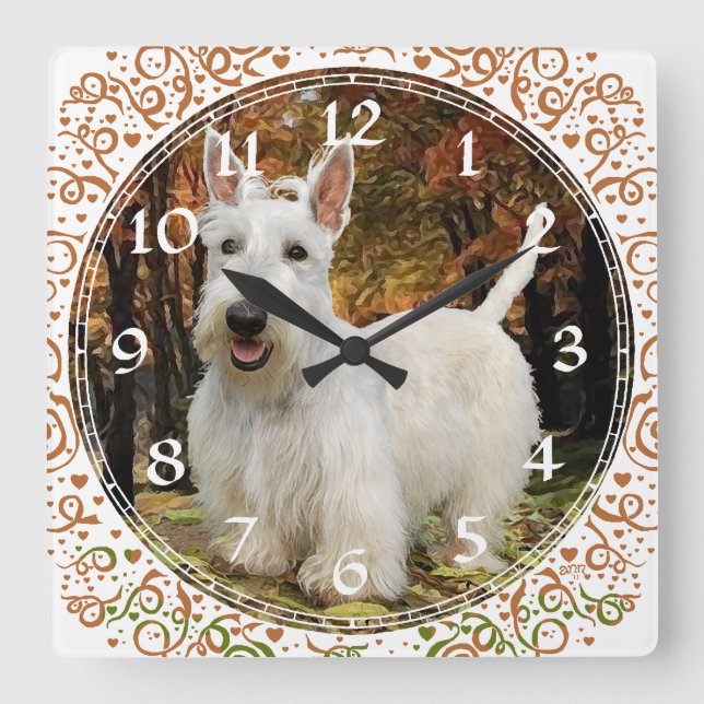 Wheaten Scottish Terrier Clock (Front)