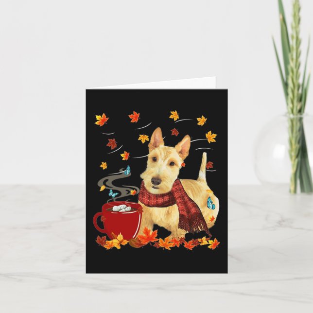 Wheaten Scottish Terrier - Fall - Chocolate - Hot  Card (Front)