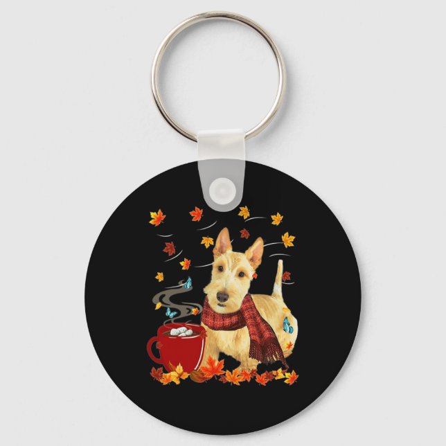 Wheaten Scottish Terrier - Fall - Chocolate - Hot  Keychain (Front)