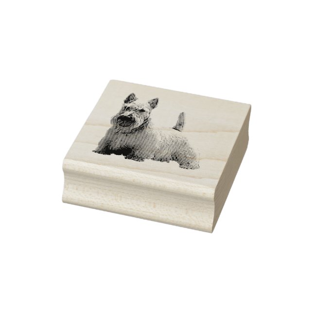 Wheaten Scottish terrier happy/front-sitting view Rubber Stamp (Stamp)