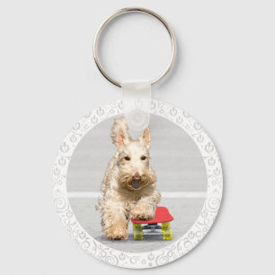 Wheaten Scottish Terrier Skateboard Keychain