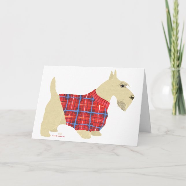 Wheaten Scottish Terrier Sweater Holiday Card (Front)