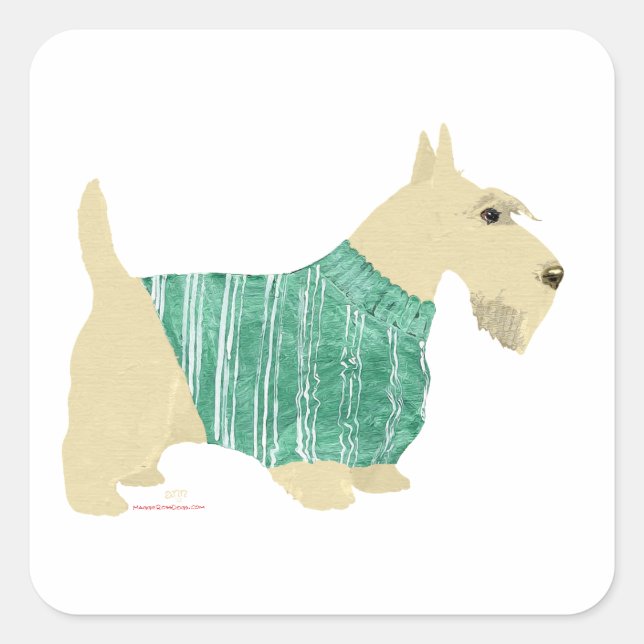 Wheaten Scottish Terrier Sweater Square Sticker (Front)
