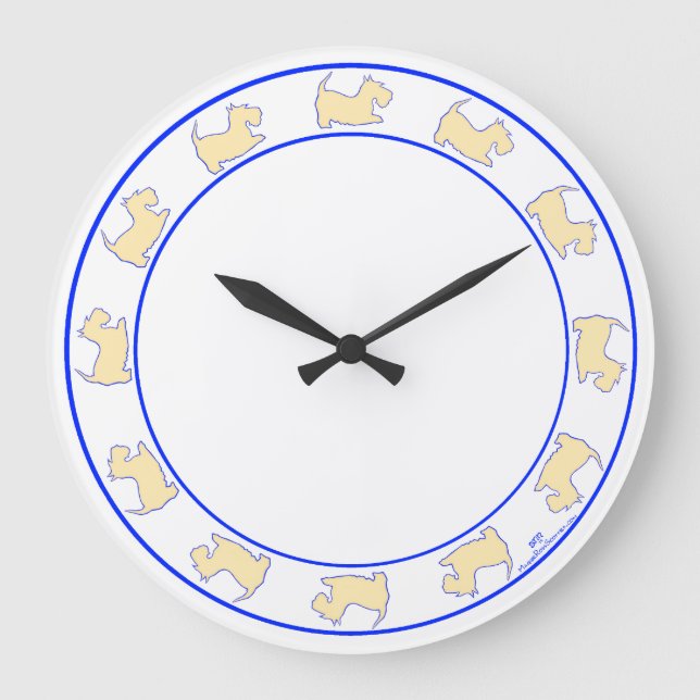 Wheaten Scottish Terriers Large Clock (Front)