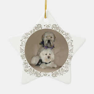 Wheaten Terrier and Havanese Ceramic Ornament