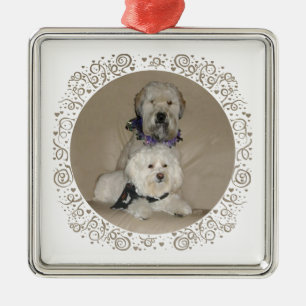 Wheaten Terrier and Havanese Metal Ornament