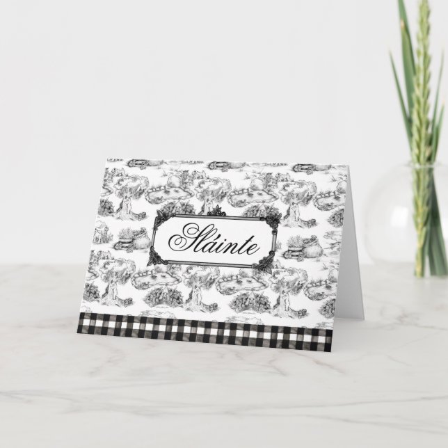 WHEATEN Terrier Black Toile "Sláinte" Gaelic Thank You Card (Front)