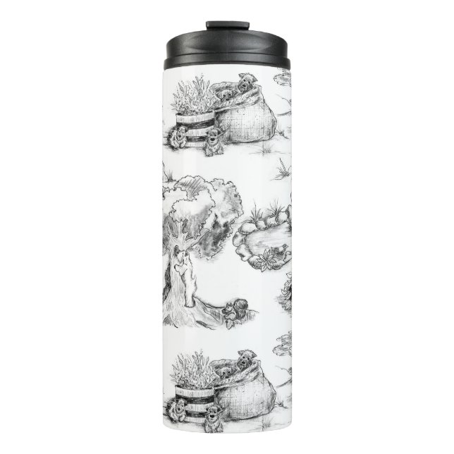 WHEATEN Terrier Black Toile Thermal Tumbler (Front)