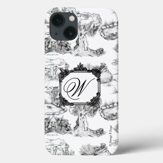 WHEATEN Terrier Black Toile w/Monogram Case-Mate iPhone Case (Back)