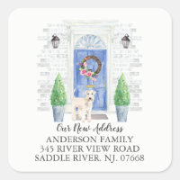 Wheaten Terrier Blue Door New Address Label