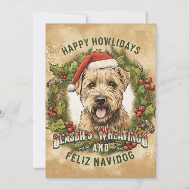 Wheaten Terrier Christmas Card Holiday Card (Front)