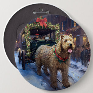 Wheaten Terrier Christmas Festive Season 6 Inch Round Button