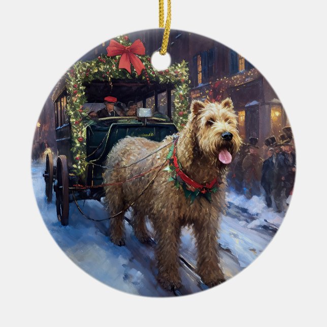 Wheaten Terrier Christmas Festive Season Ceramic Ornament (Front)