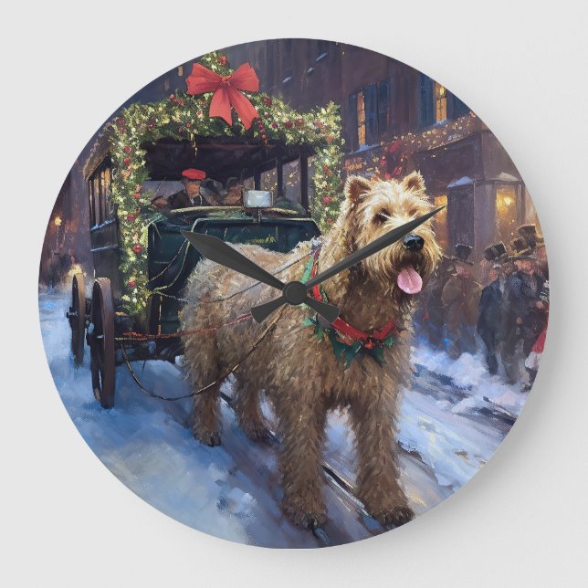Wheaten Terrier Christmas Festive Season Large Clock (Front)