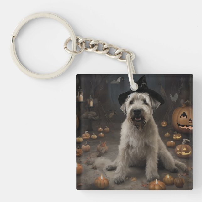 Wheaten Terrier Citrouille Halloween effroi (Devant)