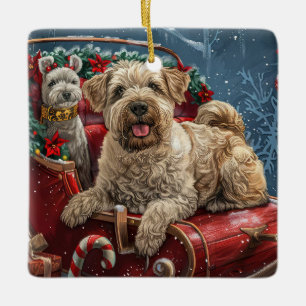 Wheaten Terrier Dog Christmas Festive Ceramic Ornament