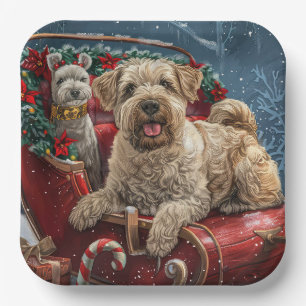 Wheaten Terrier Dog Christmas Festive  Paper Plate