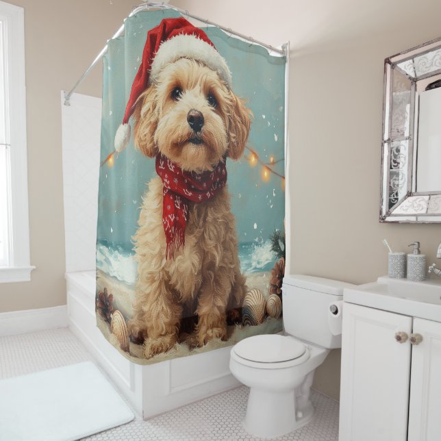 Wheaten Terrier Dog Christmas Vintage Beach (In Situ)