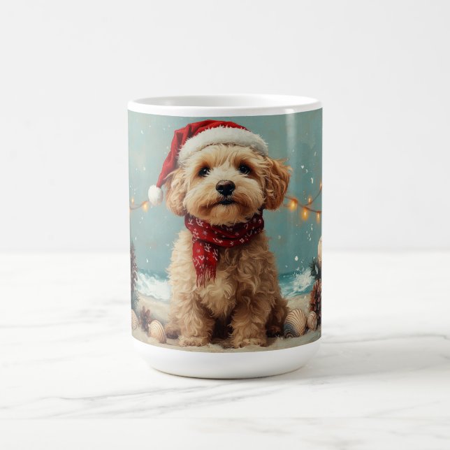 Wheaten Terrier Dog Christmas Vintage Beach Coffee Mug (Center)