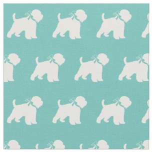 Wheaten Terrier Dog Silhouette Pet Teal Fabric