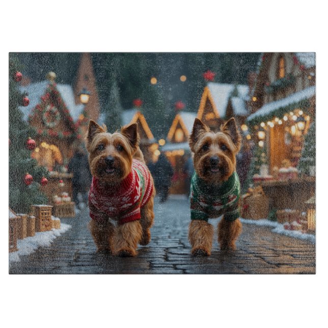 Wheaten Terrier Dogs Christmas Snow Holiday  Cutting Board (Front)