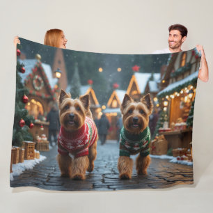 Wheaten Terrier Dogs Christmas Snow Holiday Fleece Blanket