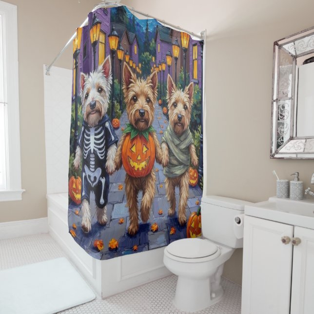 Wheaten Terrier Dogs In Halloween Cotumes (In Situ)