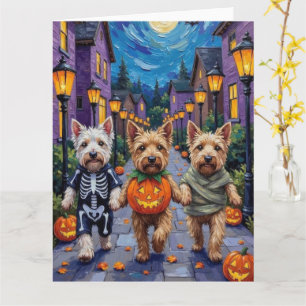 Wheaten Terrier Dogs In Halloween Cotumes Card